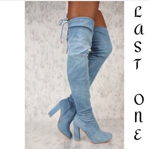 baby blue thigh high boots